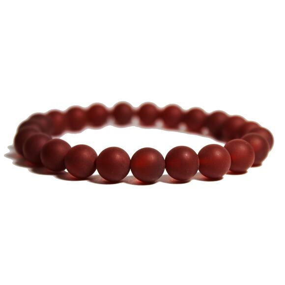 🔴 Bracelet - Matte Red Agate - Picture 1 of 1